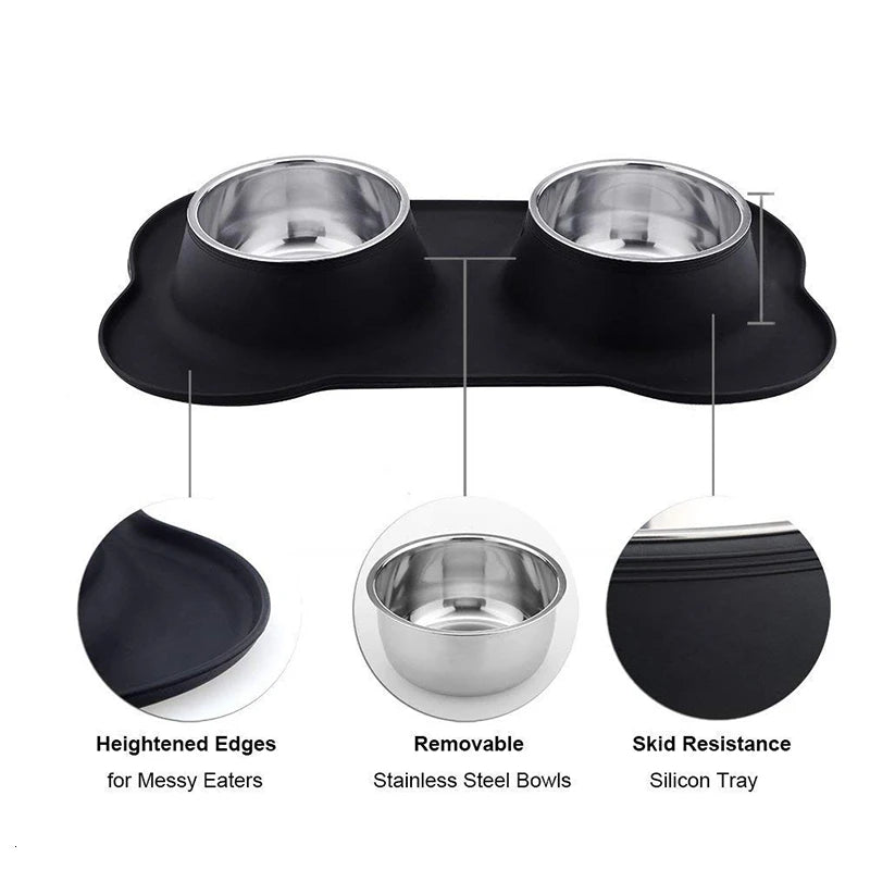 Non-Skid Double Dog Bowls