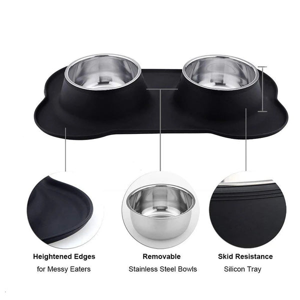 Non-Skid Double Dog Bowls