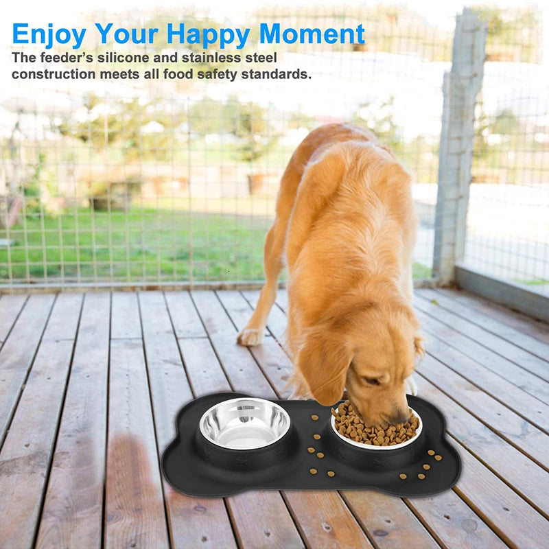 Non-Skid Double Dog Bowls