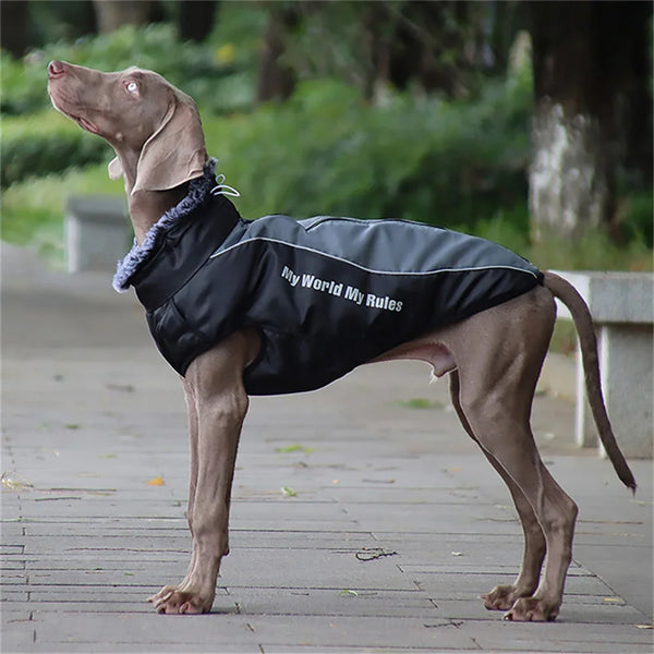 XL-6XL Winter Warm Big Dog Clothes with Fur Collar Thicken Pet Coat Jacket for Medium Large Dogs Labrador Border Collie Clothing
