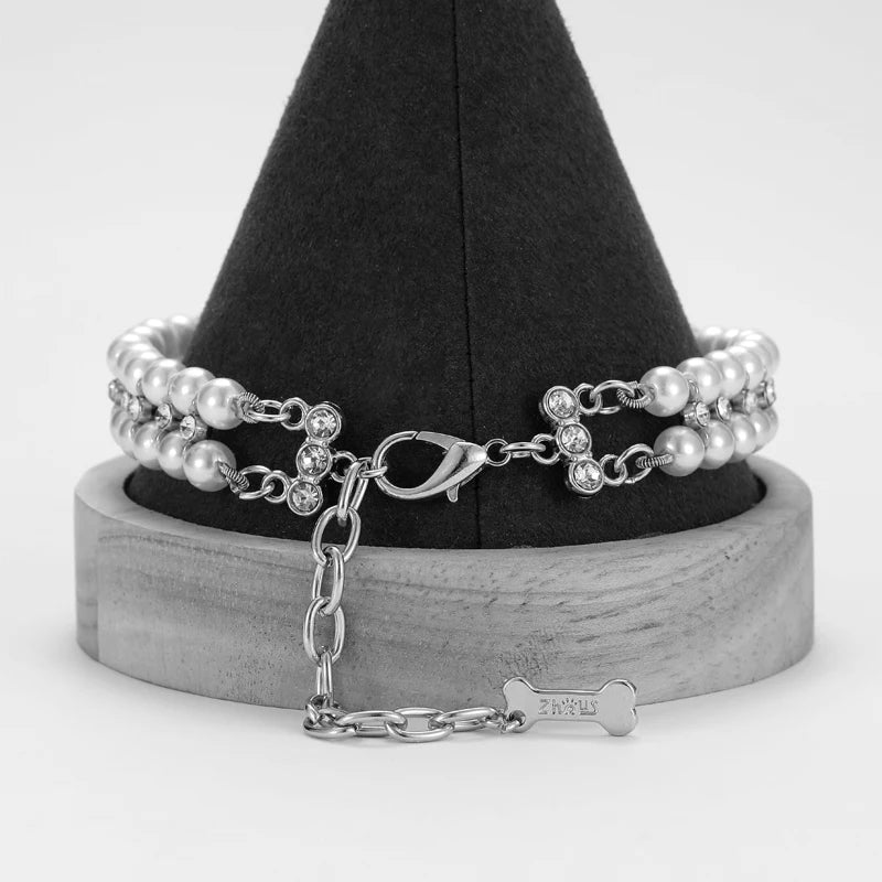 Rhinestone Pearl Pet Collar