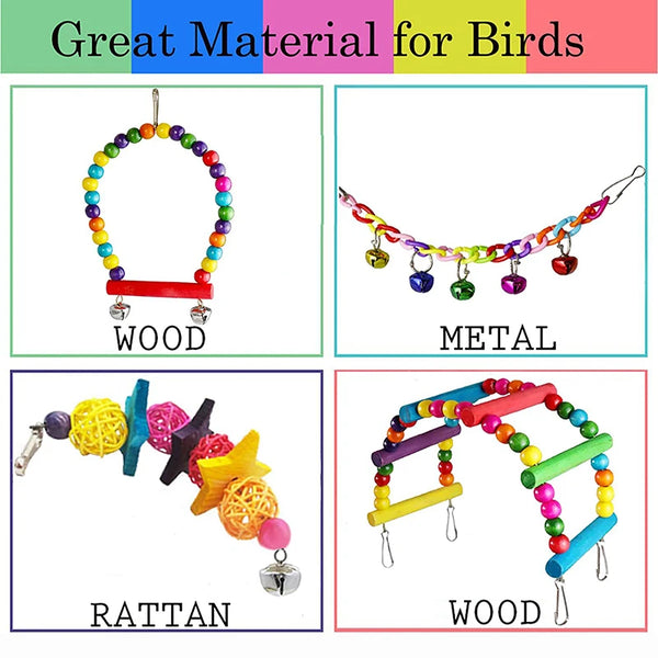 Seven-Piece Wooden Parrot Toy