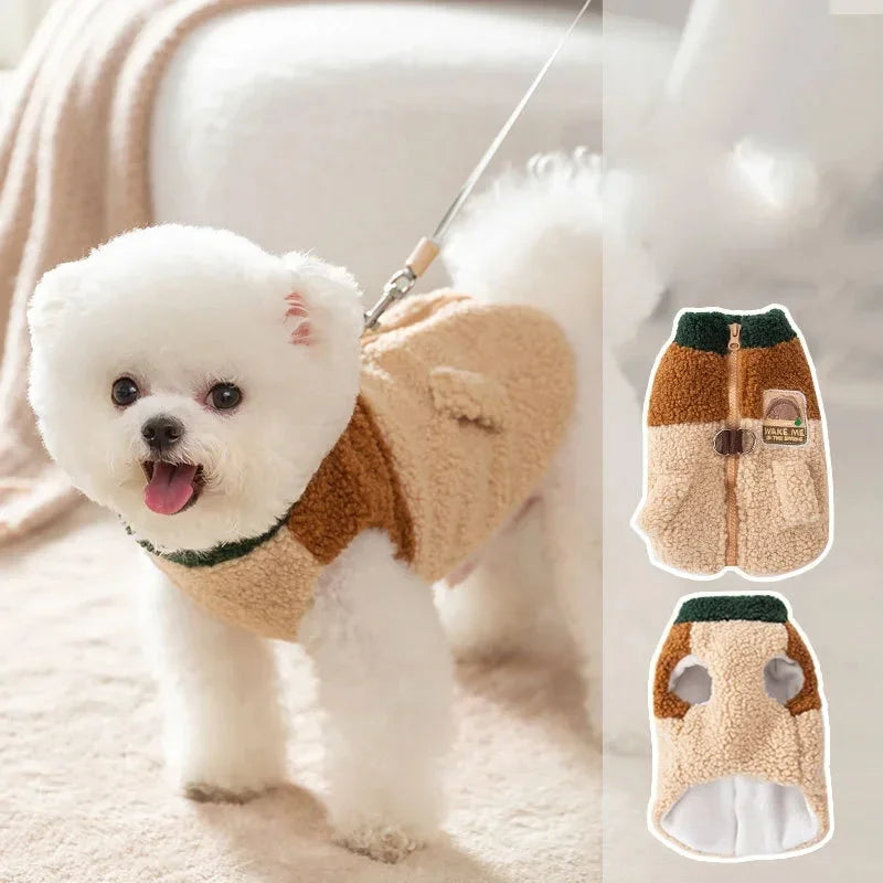 Brown Pet Jacket Autumn and Winter Dog Two Legged Cardigan Puppy Warm Clothing Teddy Fashion Clothes Pet Coat S-XL