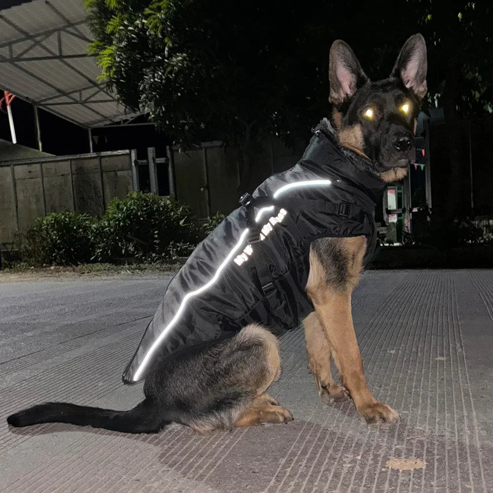 XL-6XL Winter Warm Big Dog Clothes with Fur Collar Thicken Pet Coat Jacket for Medium Large Dogs Labrador Border Collie Clothing
