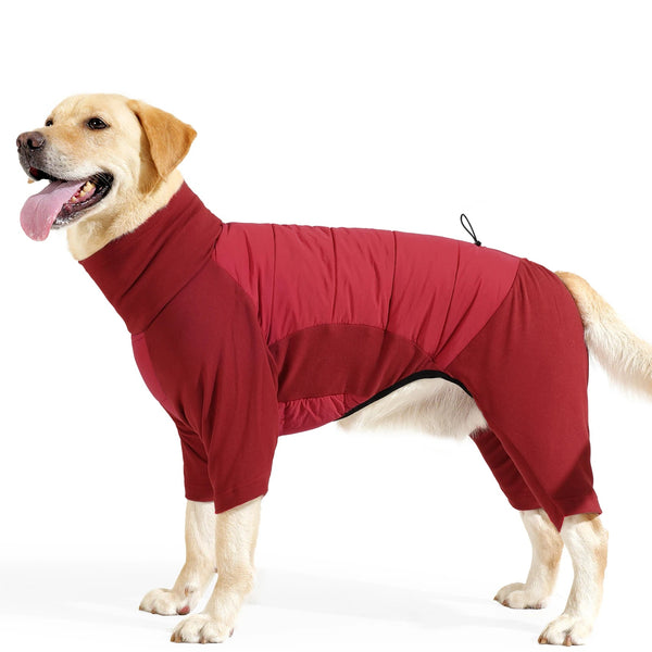 Fullbody Dog Coat, Turtleneck Windproof Dogs Winter Coat with Leash Hole for Large Medium Small Dogs,Four-Legged Snowsuit