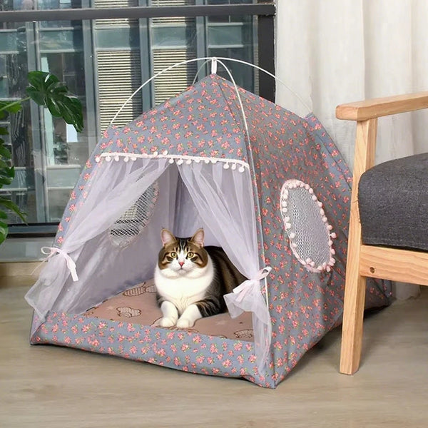 Breathable Floral Cat Tent